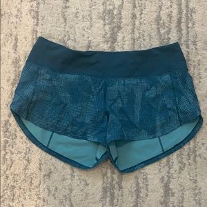 Lululemon turquoise blue running shorts